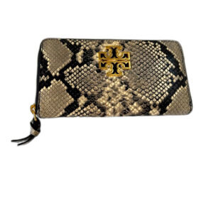 Tory Burch Snakeskin Wallet in Black and Gold